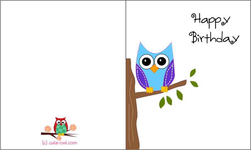 Colorful Owl Happy Birthday Greeting Card PNG