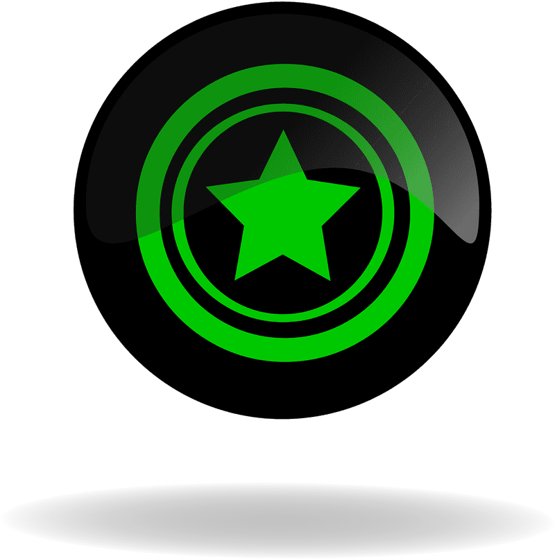 Green Star Button in a Modern Design PNG