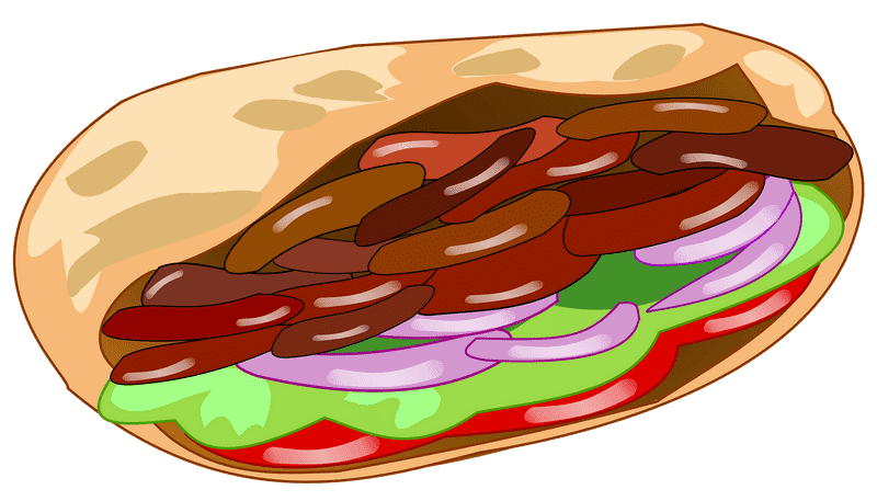 Kebab Delight Wrap with Fresh Vegetables PNG