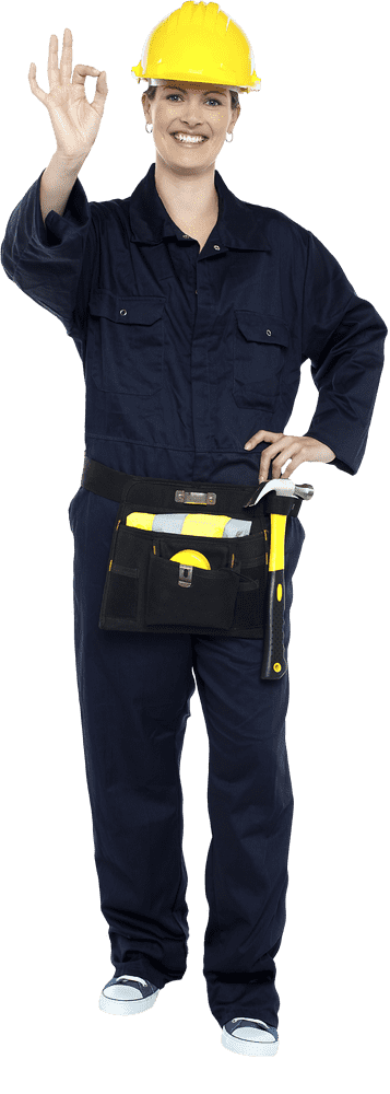 Confident Factory Worker Giving the OK Sign PNG