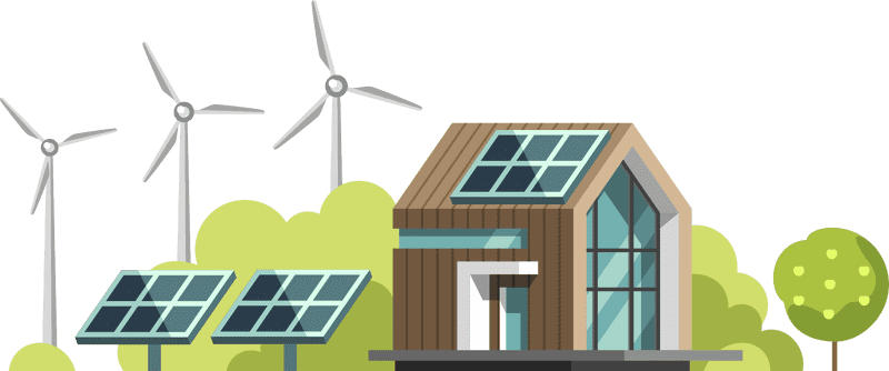Sustainable Living with Wind Turbines and Solar Panels PNG