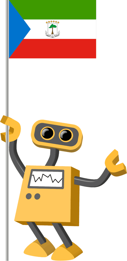 Cheerful Robot with Flag of Equatorial Guinea PNG