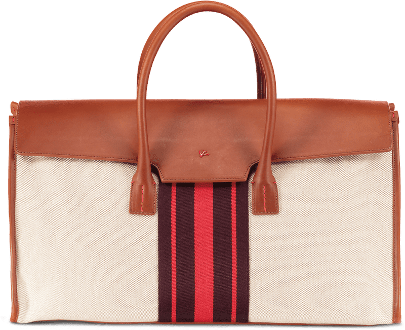 Stylish Canvas and Leather Shopping Bag PNG