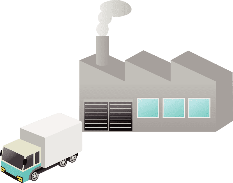Industrial Processing Factory with Delivery Truck PNG