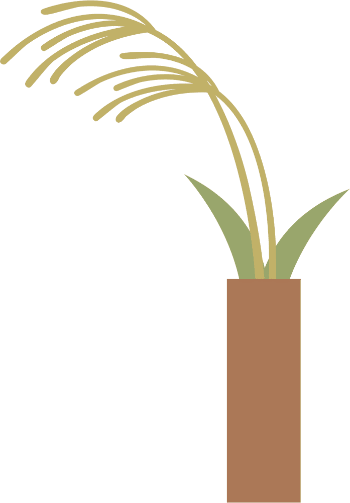 Elegant Grass Arrangement in a Modern Vase PNG
