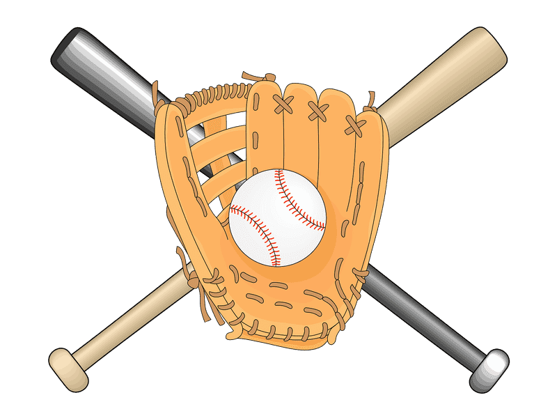 Baseball Bat and Glove with Ball PNG