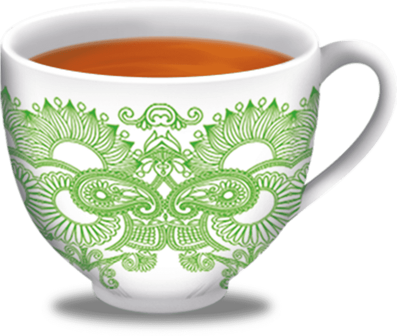Elegant Tea Cup with Intricate Leaf Design PNG