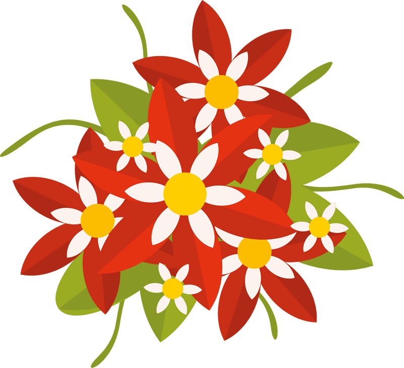 Radiant Red Flower Bouquet PNG