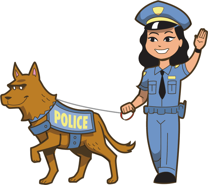 Heroic Police Dog and Officer Duo PNG