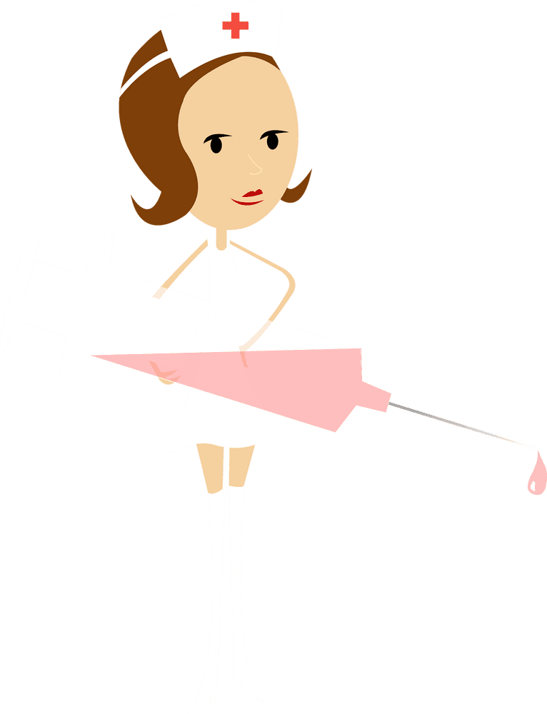 Nurse with Syringe Ready for Action PNG