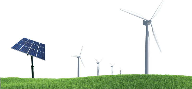 Wind Turbine and Solar Energy Harmony PNG