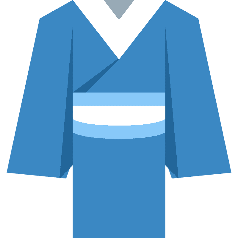 Elegant Blue Kimono with White Accents PNG