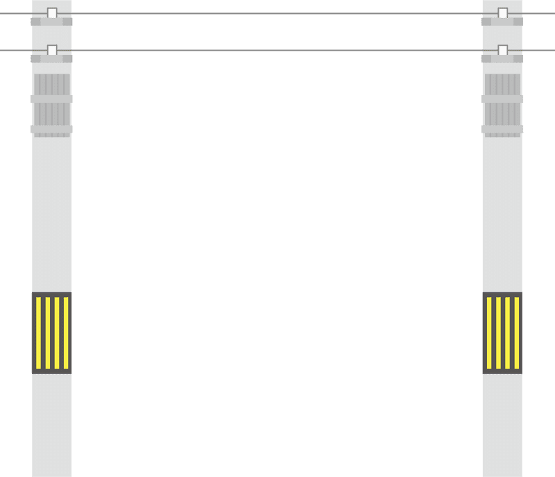 Utility Pole with Power Lines and Supports PNG