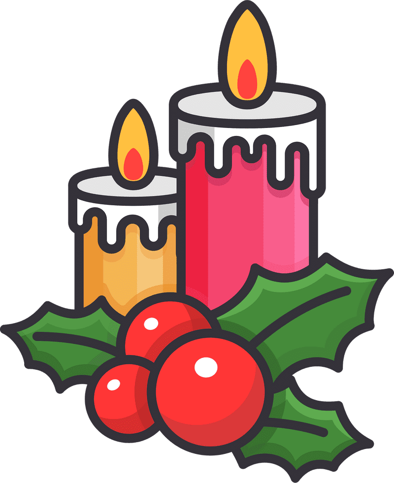 Festive Holiday Candle Arrangement PNG