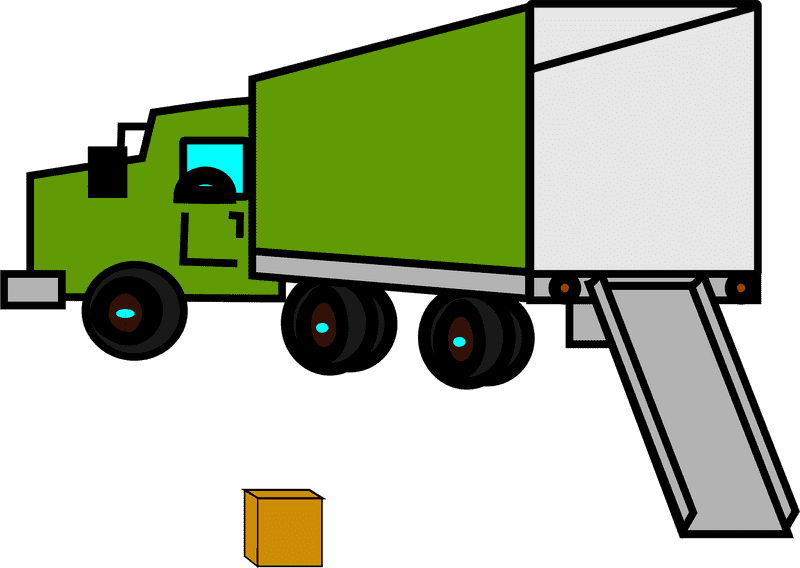Bright Green Delivery Truck with Cargo Box PNG