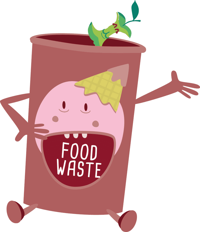 Cheerful Recycling Bin for Food Waste PNG