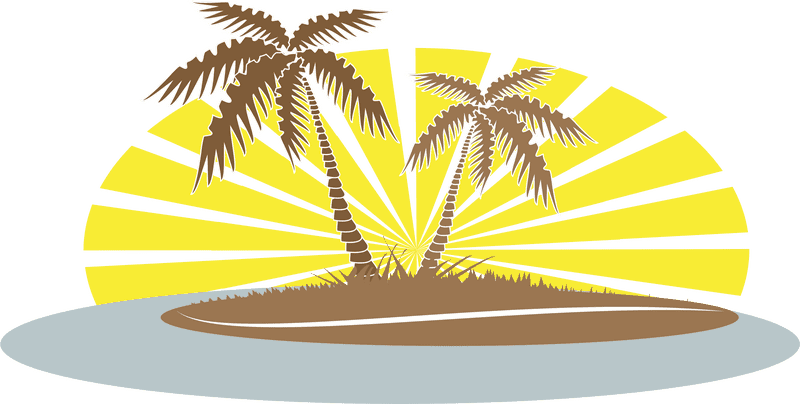 Tropical Sunset with Palm Trees Retreat PNG