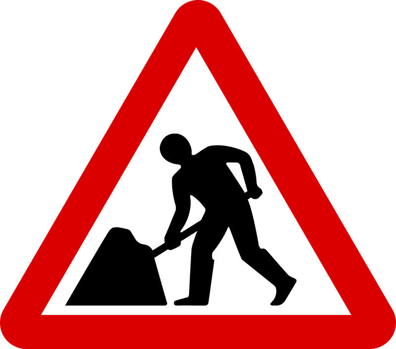 Construction Zone Road Sign Alert PNG