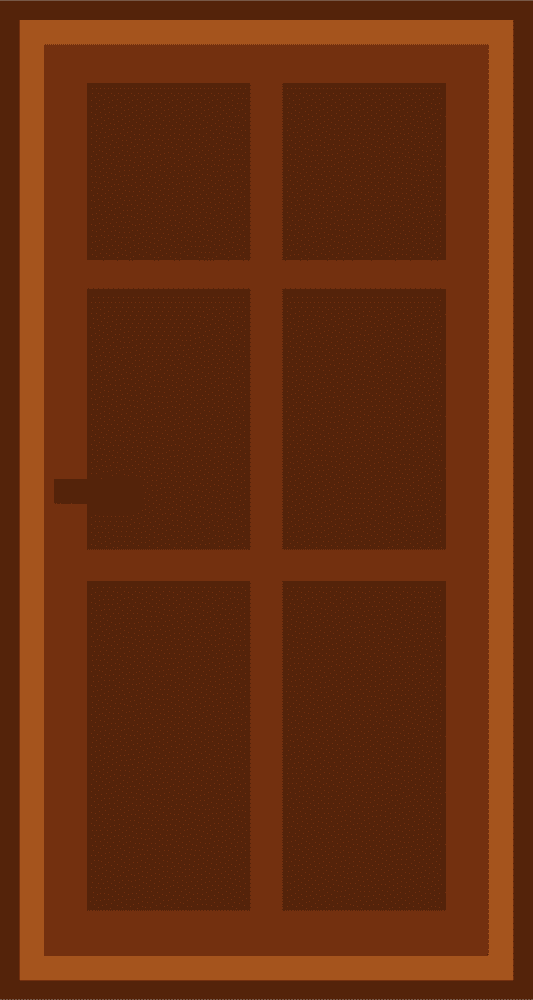 Elegant Wooden Door with Classic Grid Design PNG