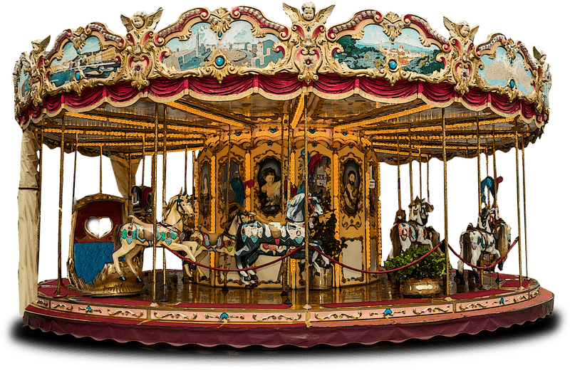 Whimsical Carousel Adventure at the Amusement Park PNG