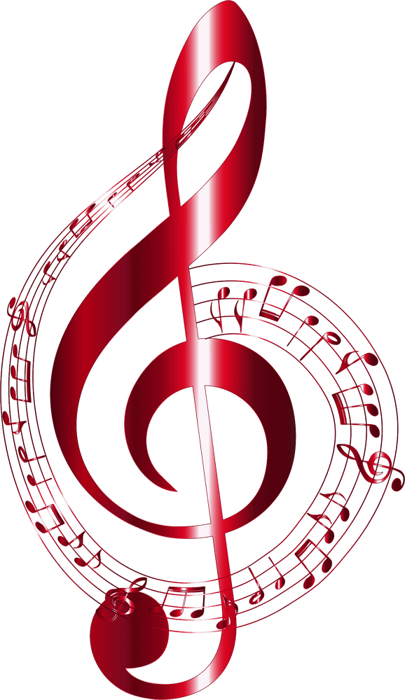 Elegant Music Note in Vibrant Red PNG