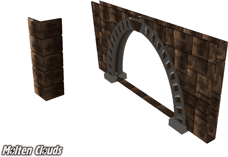 Rustic River Bridge Arched Design PNG