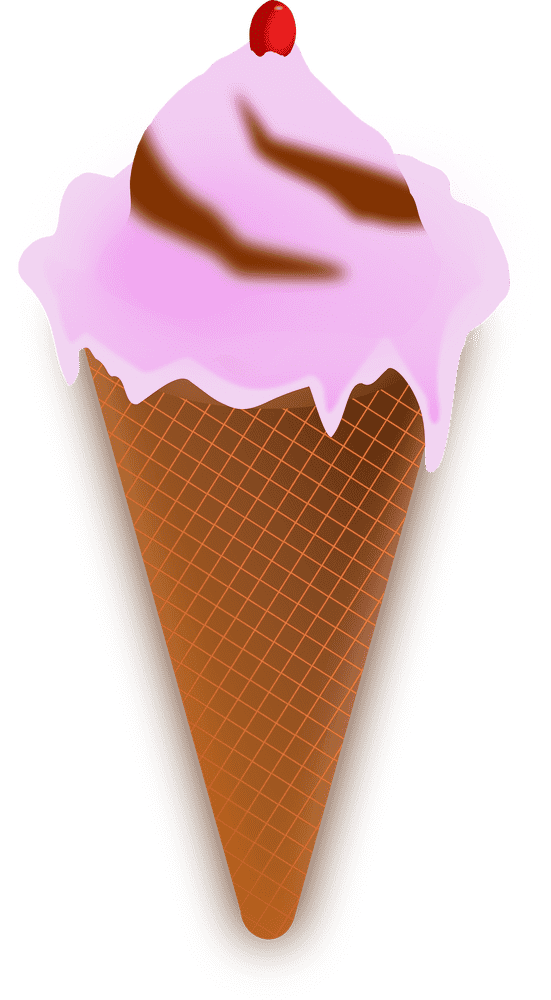 Delightful Ice Cream Cones with Cherry Topping PNG