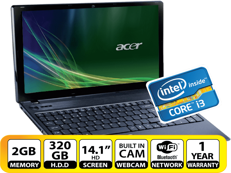 Acer Laptop with Intel Core i3 and 14 1 HD Screen PNG