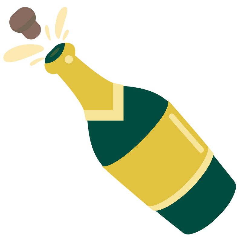 Celebratory Champagne Bottle with Popping Cork PNG