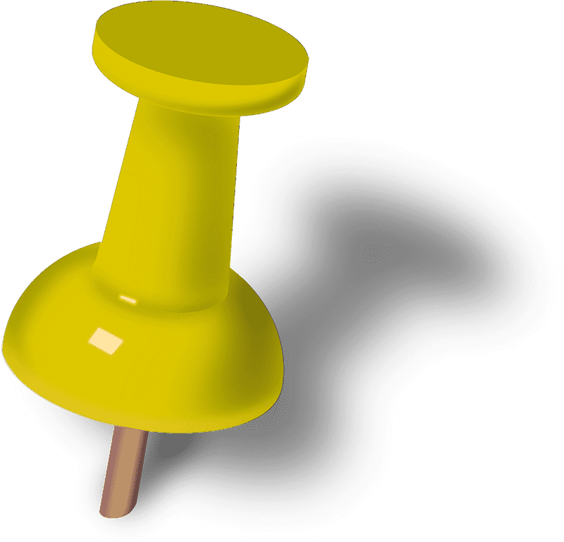 Vibrant Yellow Push Pin for Creative Displays PNG