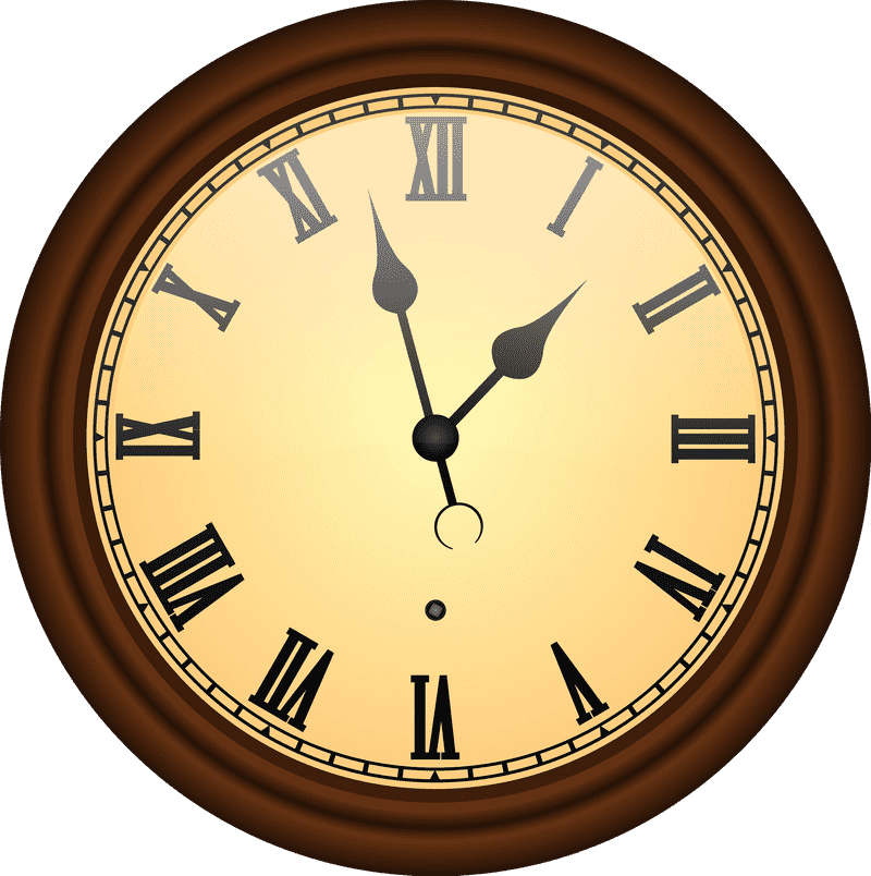 Elegant Roman Numeral Wall Clock PNG