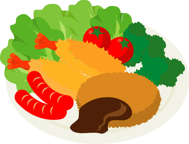 Delicious Food Platter Fresh Greens and Crispy Treats PNG