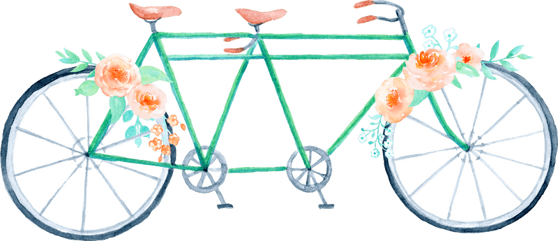 Floral Tandem Bicycle Adventure PNG