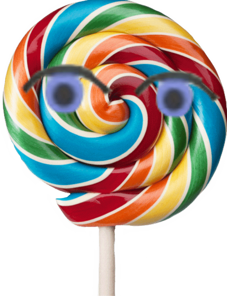Whimsical Lollipop with Surprise Eyes PNG