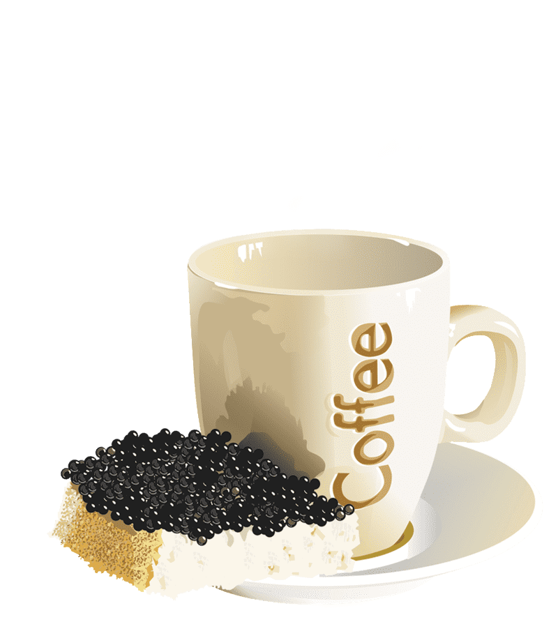 Coffee Cup Delight with Sweet Treats PNG