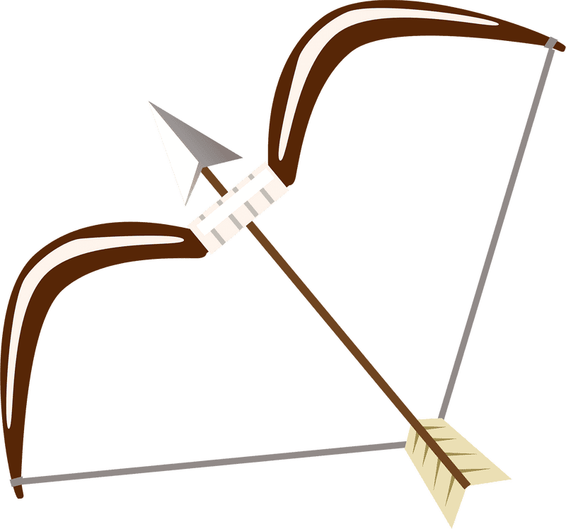 Elegant Curved Bow with Arrow Display PNG