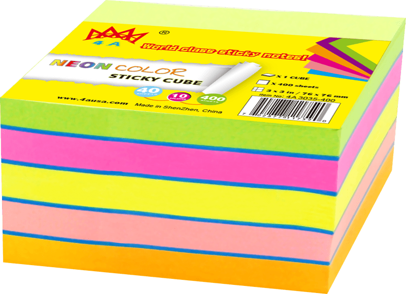 Neon Color Sticky Note Cube Set PNG