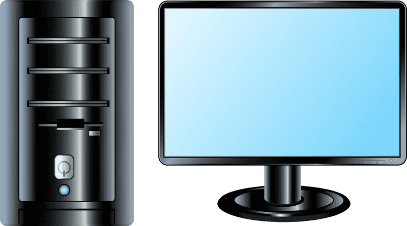 Modern Desktop Computer Setup with Monitor and Tower PNG