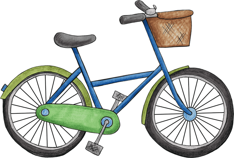 Charming Bicycle with a Basket for Adventures PNG