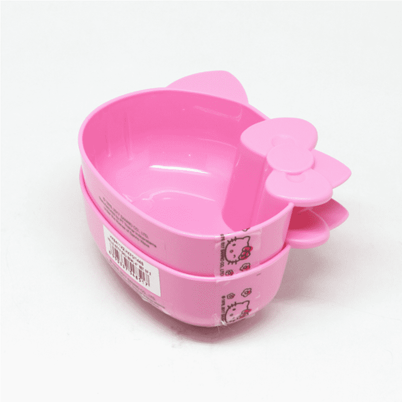 Charming Pink Oatmeal Bowl Set with Cat Ears PNG