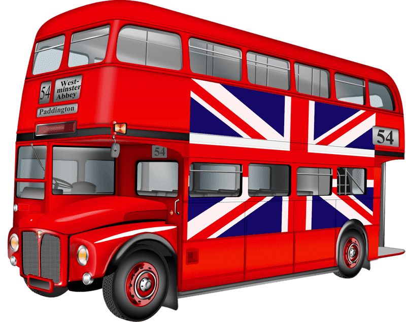 Classic London Bus with Union Jack Design PNG