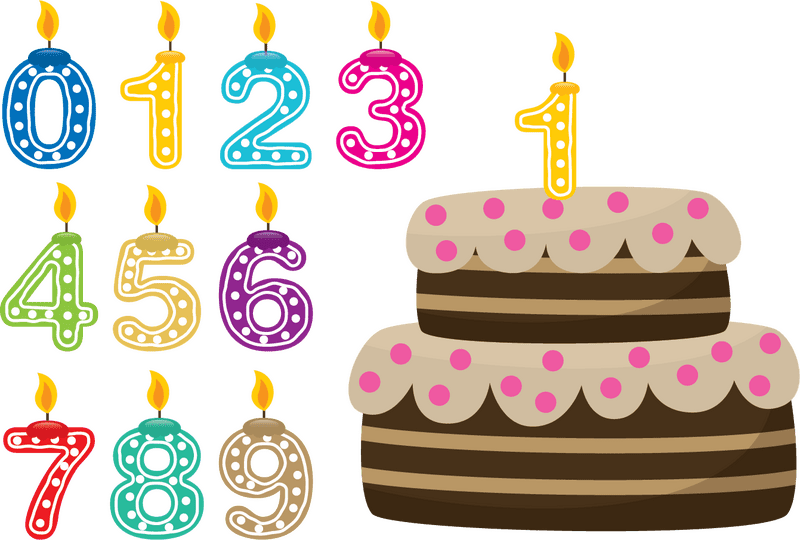 Colorful Birthday Cake and Candles Celebration PNG