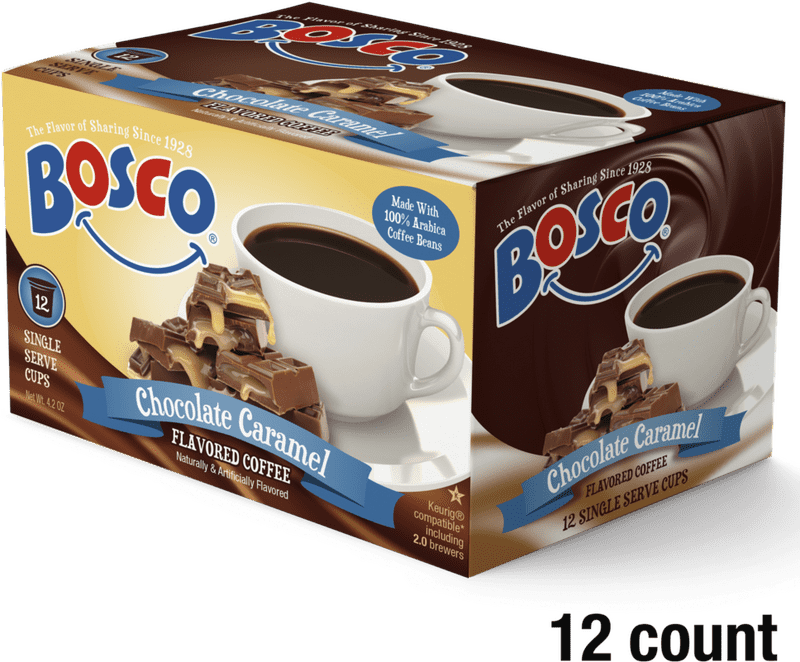 Bosco's Chocolate Caramel Delight Coffee Cups PNG