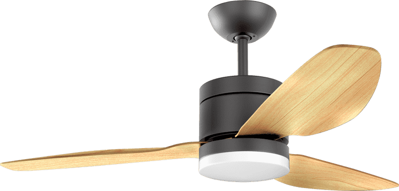 Modern Sleek Ceiling Fan with Wooden Blades PNG