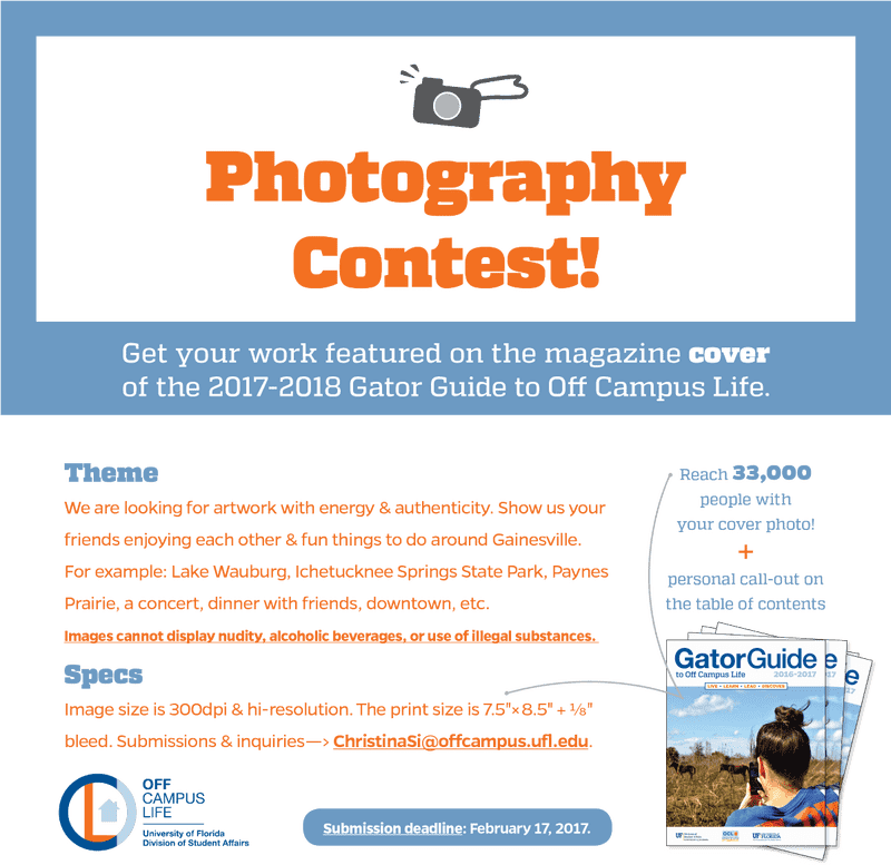 University Campus Photography Contest for Gator Guide Cover PNG