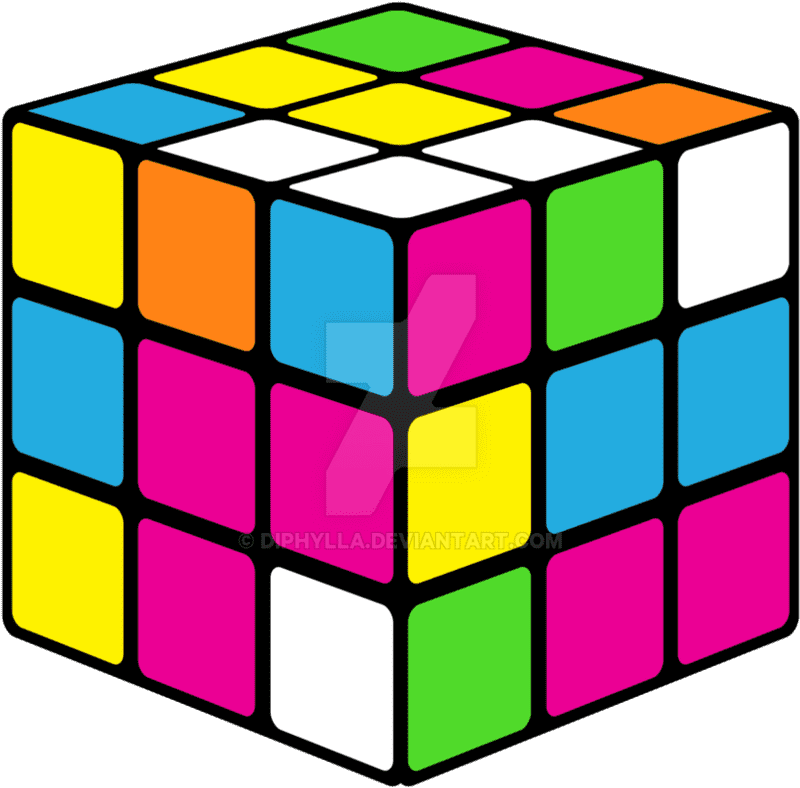 Vibrant Puzzle Cube of Colors and Challenge PNG