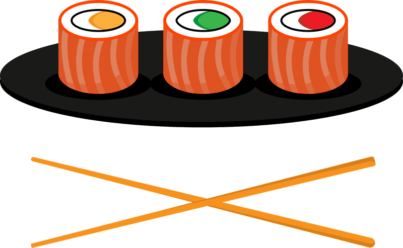 Sushi Rolls Delight on a Plate PNG