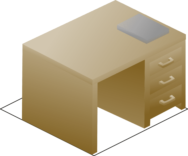 Stylish Office Desk with Storage Drawers PNG