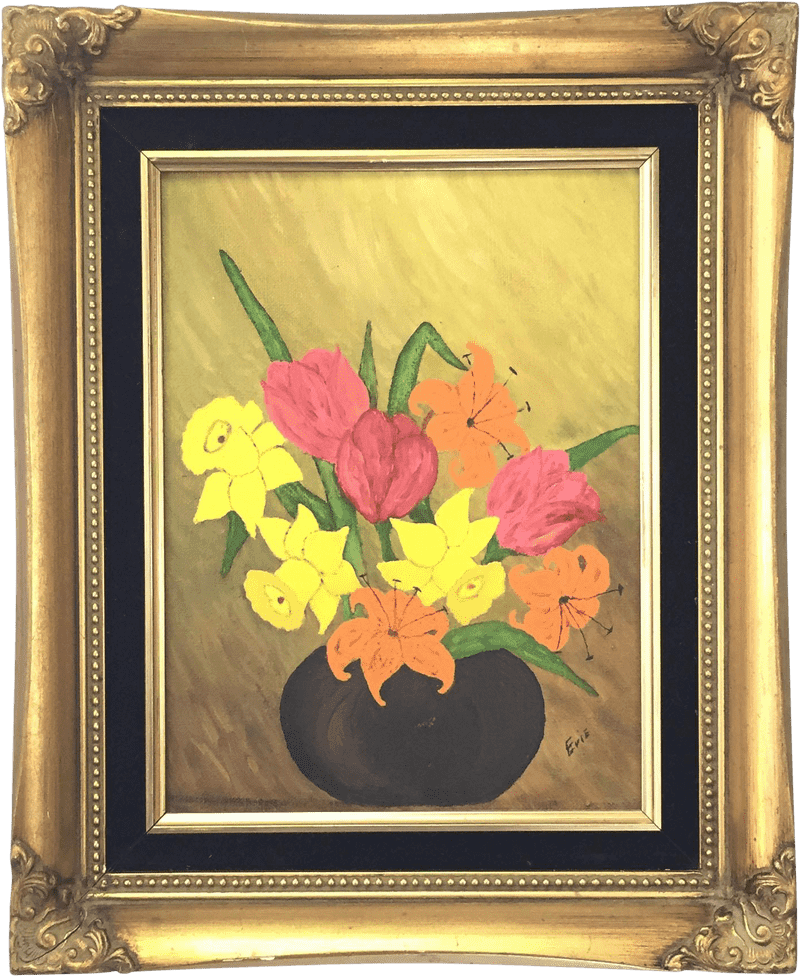 Elegant Floral Art Photo Frame Display PNG