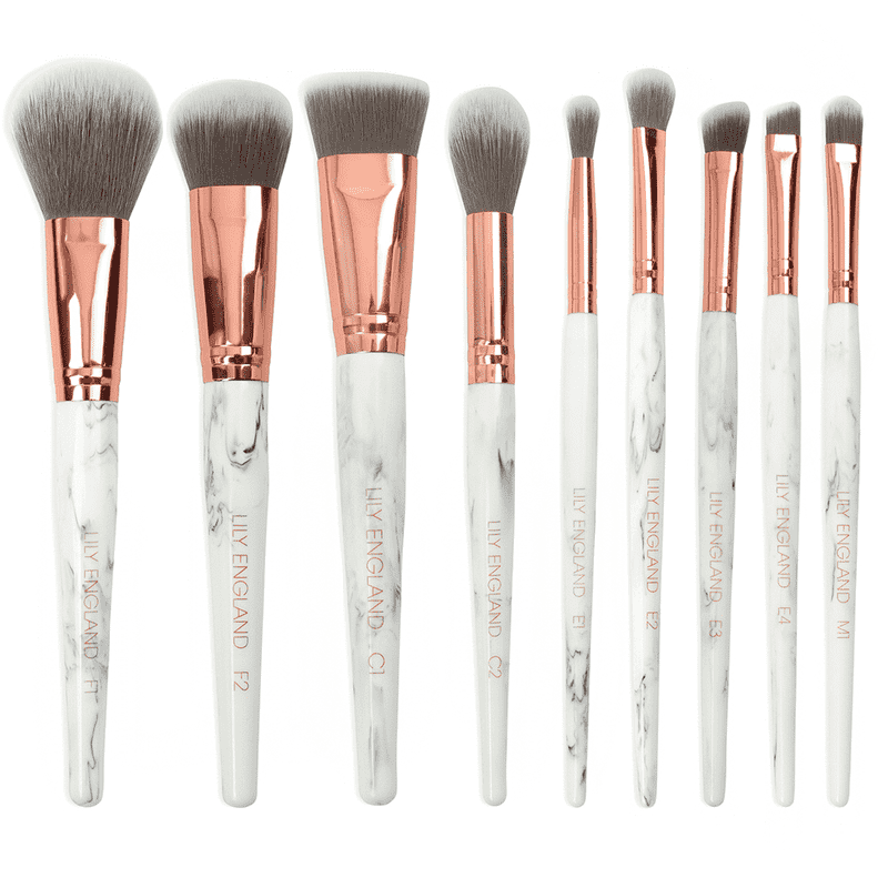 Elegant Marble Statue Makeup Brushes Set PNG